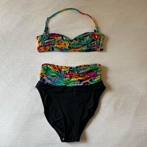 Vintage 80s Tropical High-Waisted Bikini set